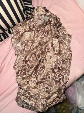 Anthropologie Brown and Cream Animal Print Blouse